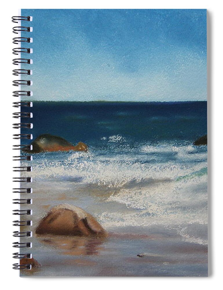 Water Spiral Notebook featuring the pastel Block Island Surf by Carol Corliss