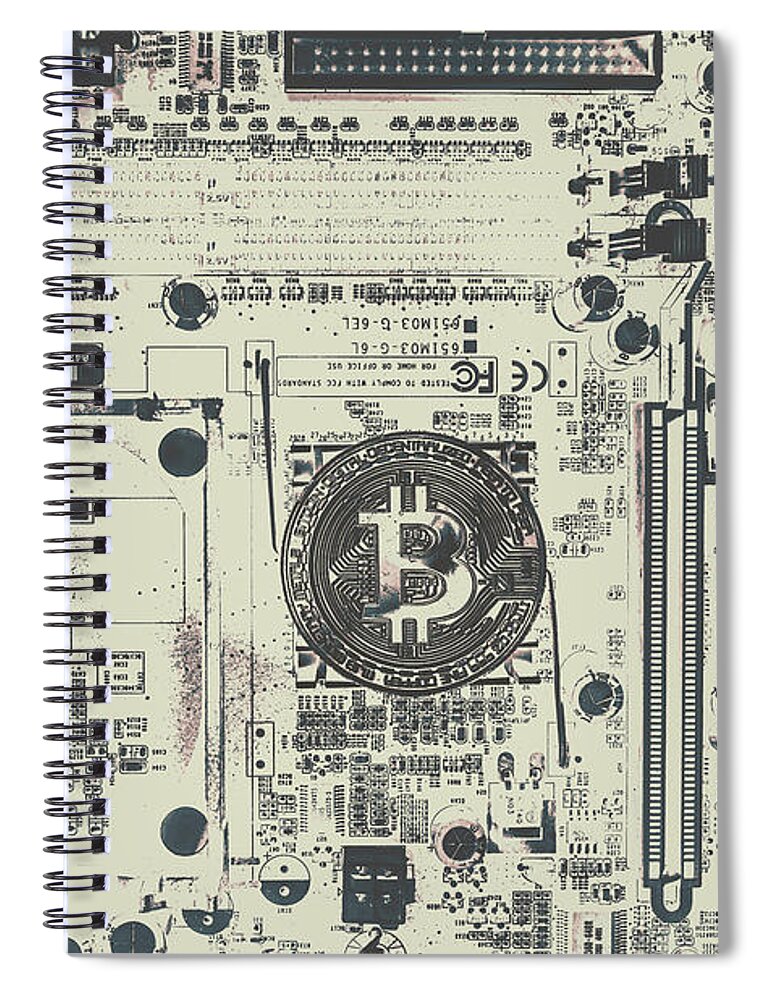Crypto Spiral Notebook featuring the photograph Block mining by Jorgo Photography