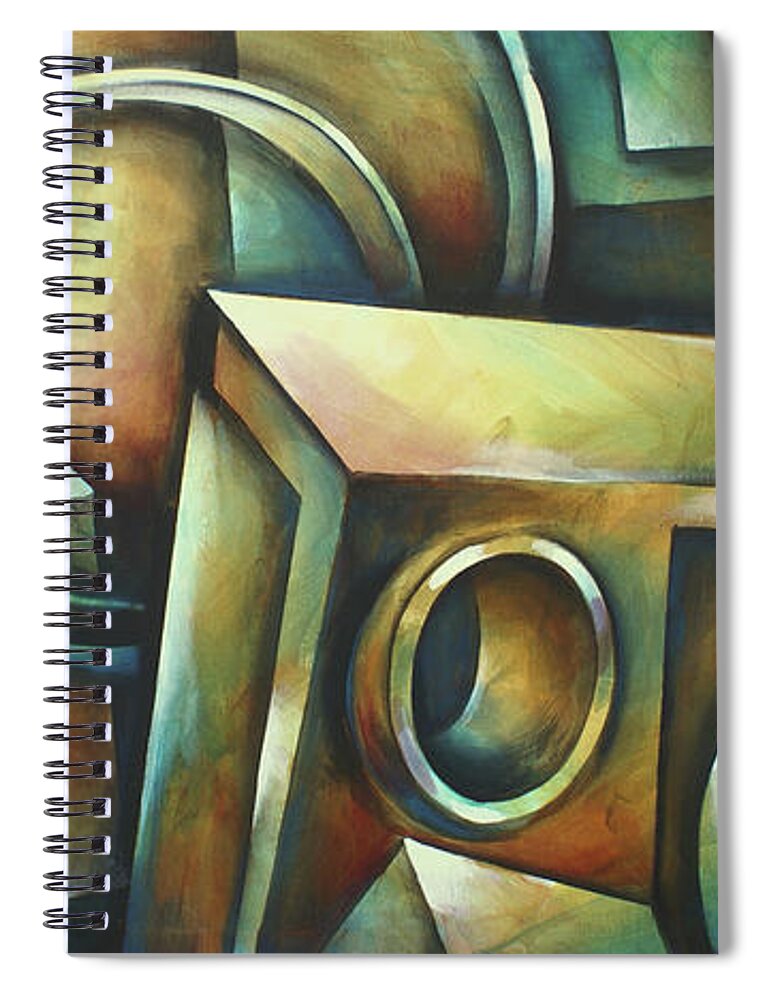 Geometric Spiral Notebook featuring the painting  Blockade by Michael Lang
