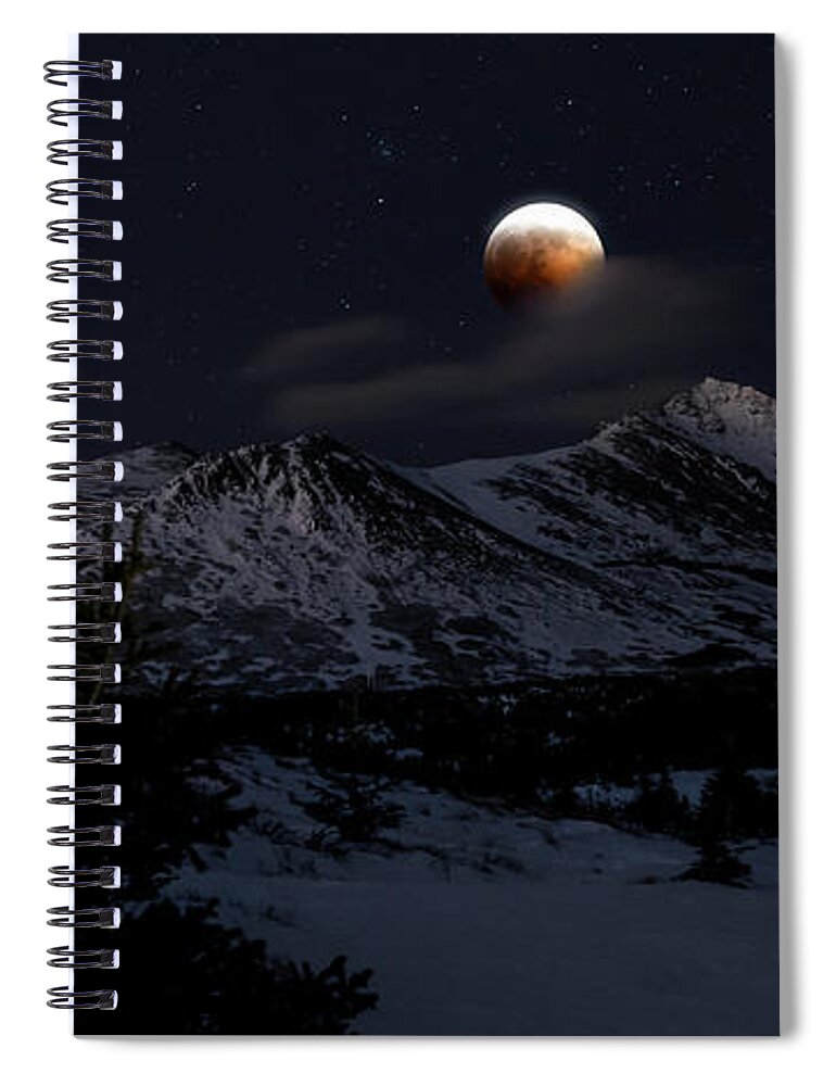 Blood Moon Spiral Notebook featuring the photograph Blood Moon Over Chugach Mountains by Scott Slone
