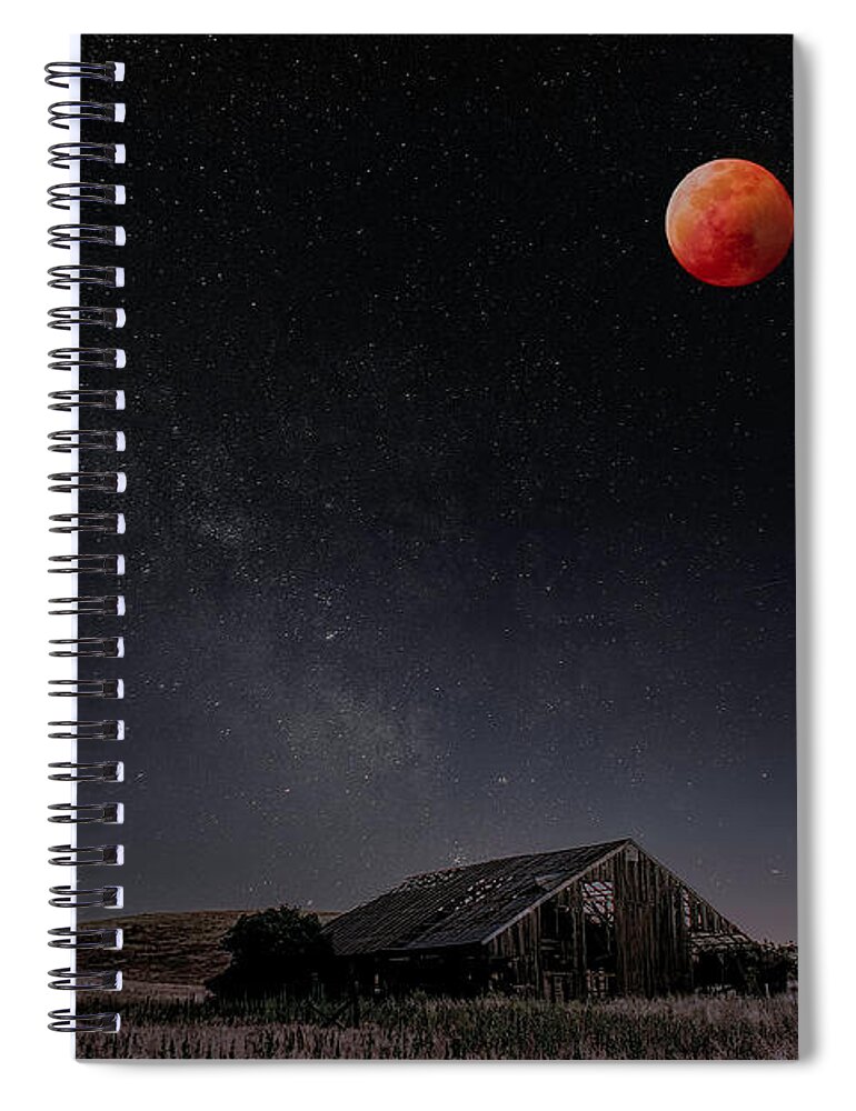 Blood Moon Spiral Notebook featuring the photograph Blood Moon Over the Central Valley by Don Hoekwater Photography