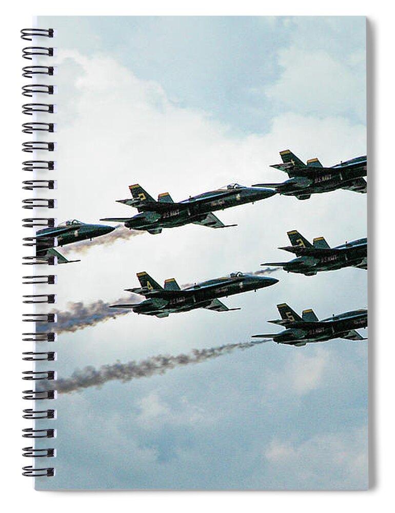 Blue Angels Spiral Notebook featuring the photograph Blue Angels by Minnie Gallman