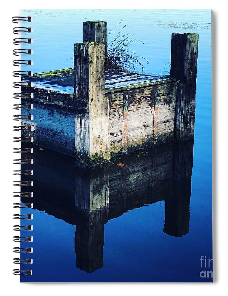 Blue Spiral Notebook featuring the photograph Blue Dock by Suzanne Lorenz