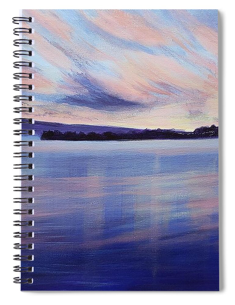 Sunset Spiral Notebook featuring the painting Blue Fog Over Sunset Lake by Alexis King-Glandon