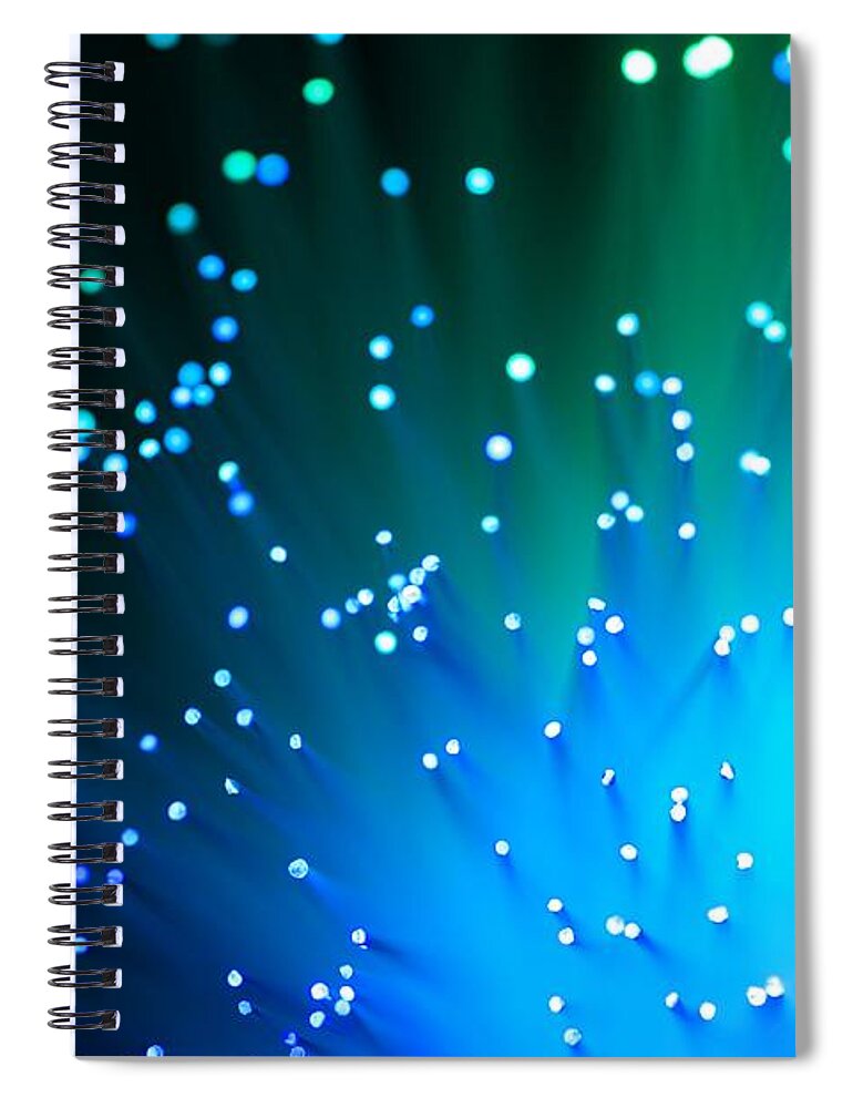 Particle Spiral Notebook featuring the photograph Blue Green Fireworks by Merrymoonmary
