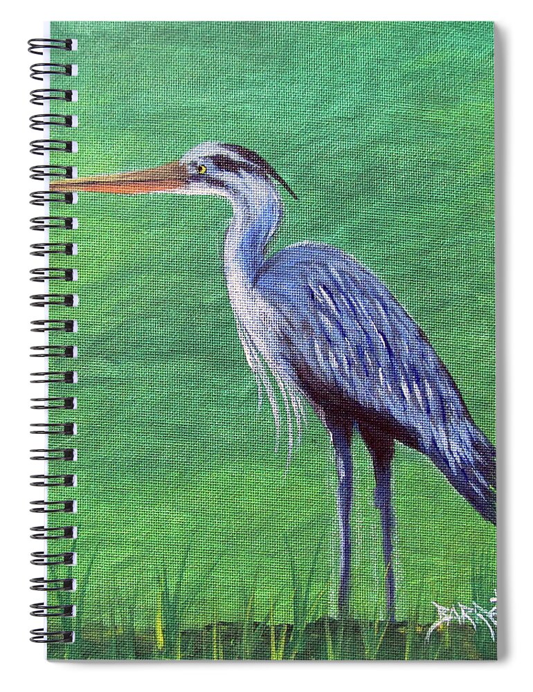 Blue Heron Spiral Notebook featuring the painting Blue Heron by Gloria E Barreto-Rodriguez
