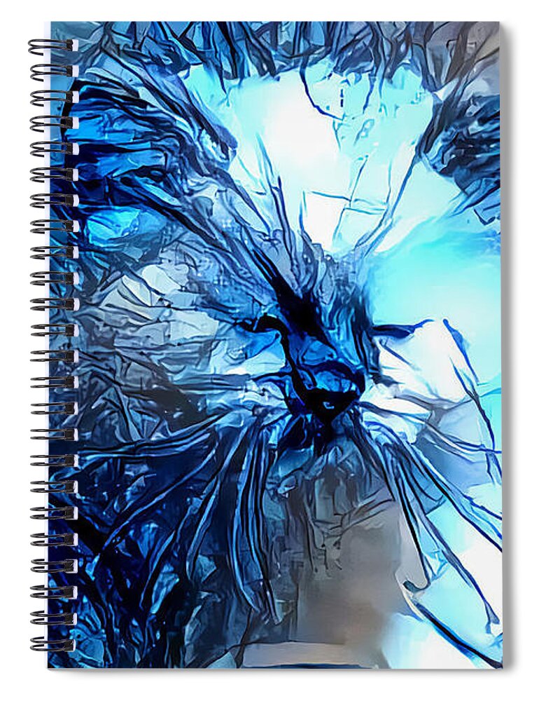 Kitten Spiral Notebook featuring the digital art Blue Himmy Cat by Don Northup