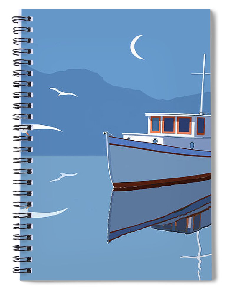  Spiral Notebook featuring the digital art Blue Moon by Gary Giacomelli