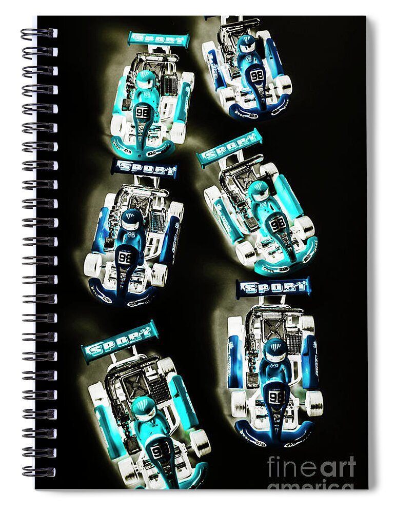 Karting Spiral Notebook featuring the photograph Blue racers by Jorgo Photography