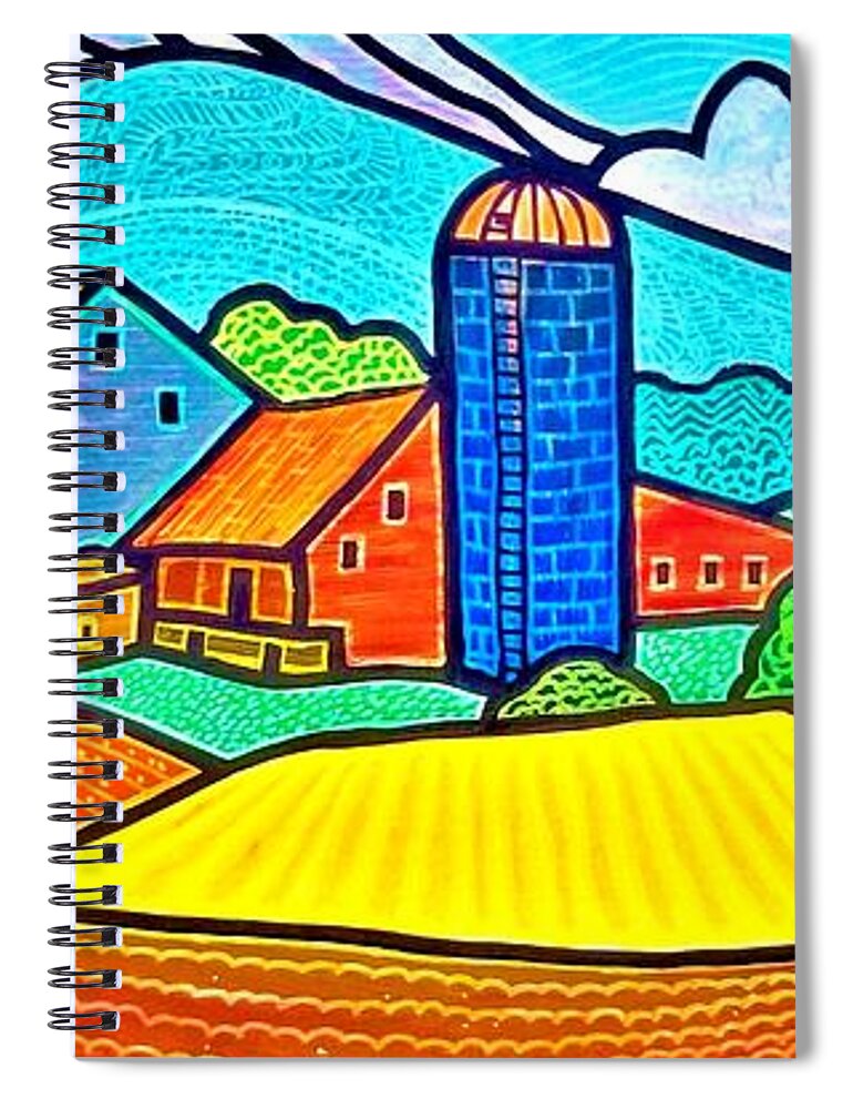 Blue Spiral Notebook featuring the painting Blue Silo by Jim Harris