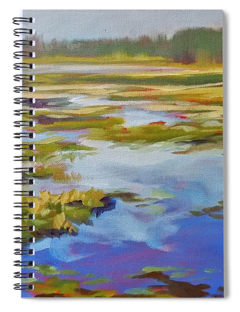 Landscape Spiral Notebook featuring the painting Blue Sky Reflections by K M Pawelec