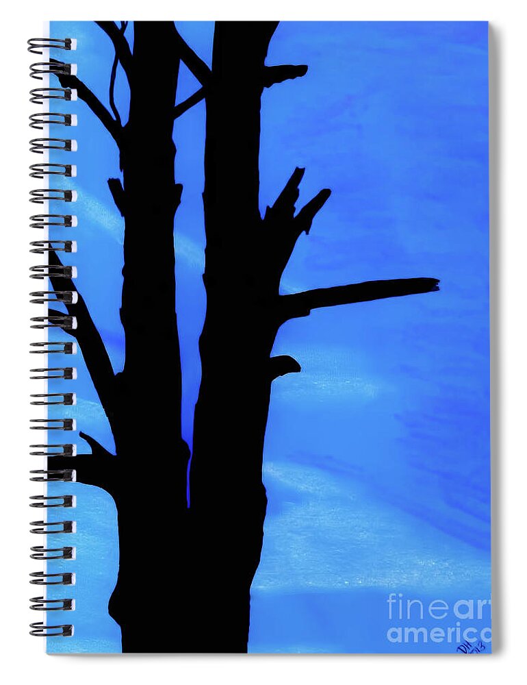 Sunset Spiral Notebook featuring the drawing Blue Sky Tree by D Hackett