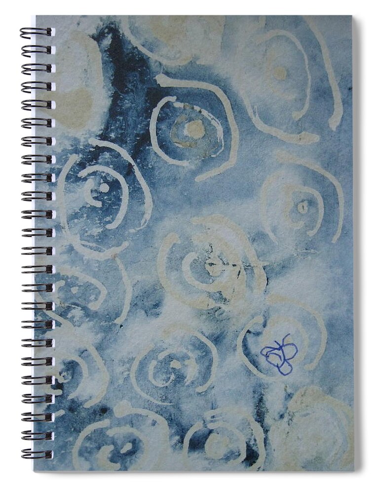 Blue Spiral Notebook featuring the drawing Blue Spirals by AJ Brown