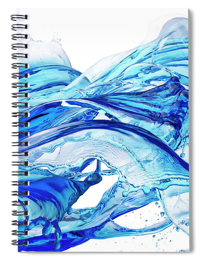 White Background Spiral Notebook featuring the photograph Blue Splash Water by Biwa Studio