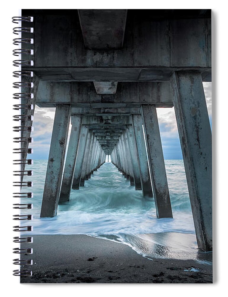 Brohard Park Spiral Notebook featuring the photograph Blue Sunset at Venice Pier, Florida by Liesl Walsh
