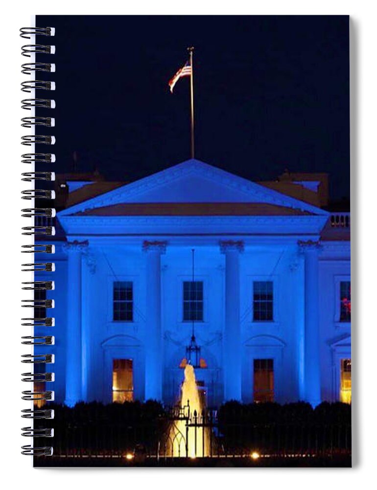 White House Spiral Notebook featuring the photograph Blue White House by Chris Montcalmo