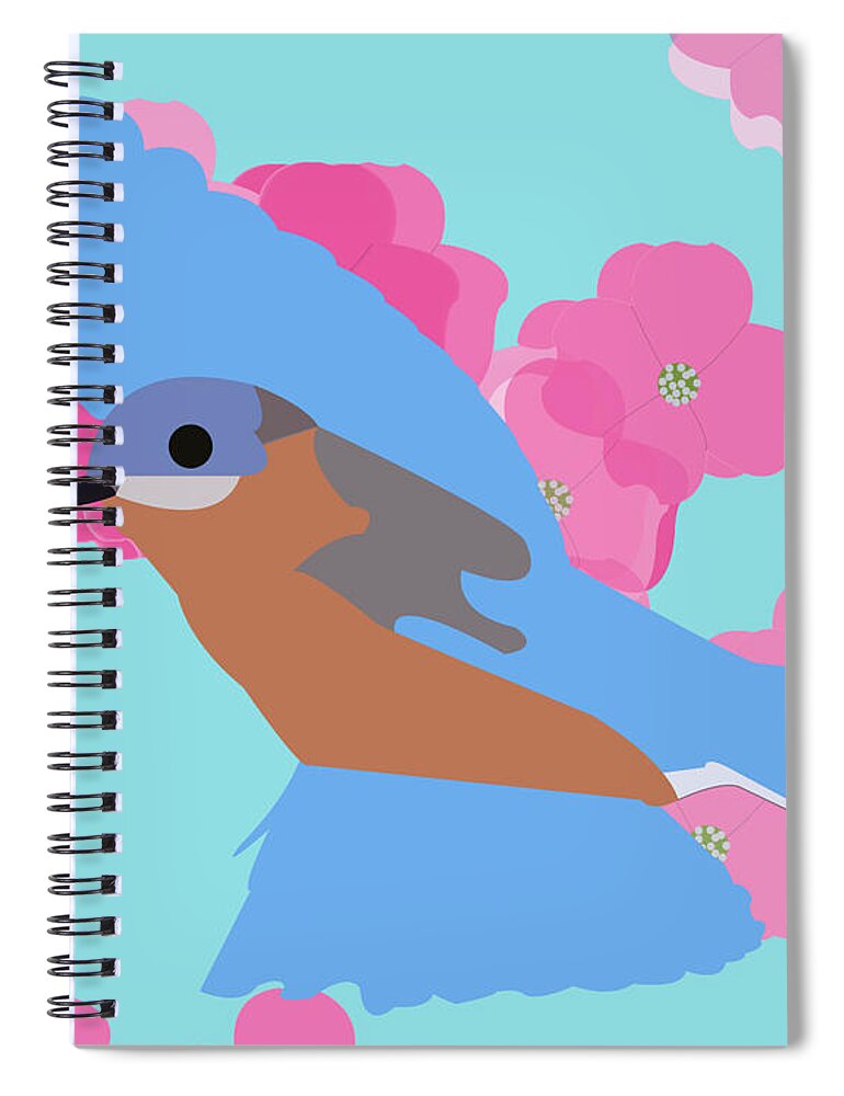 Bluebird Spiral Notebook featuring the digital art Bluebird by Caroline Elgin