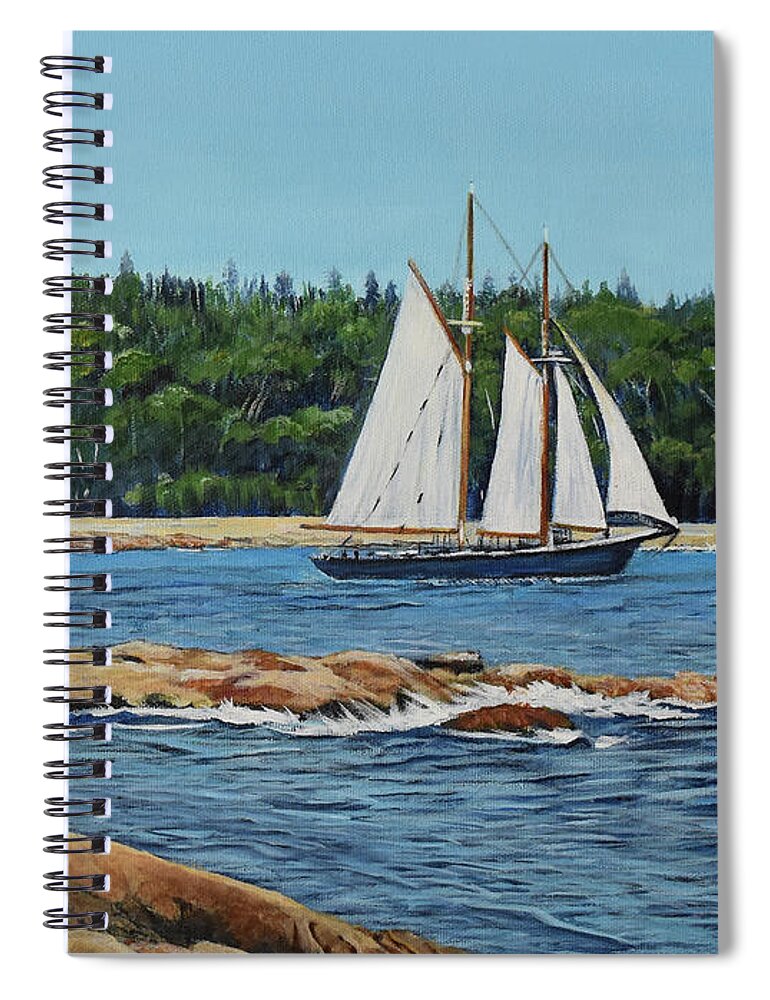 Schooner Spiral Notebook featuring the painting Bluenose II Sailing by Marilyn McNish