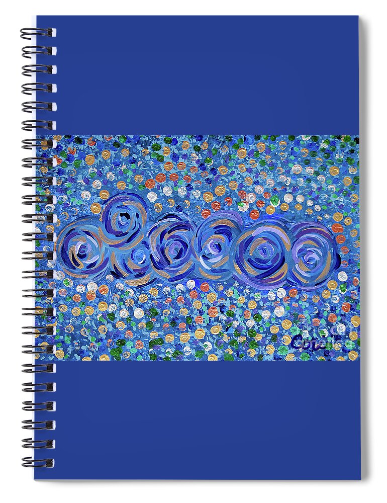 Blue And Gold Spiral Notebook featuring the painting Blues by Corinne Carroll