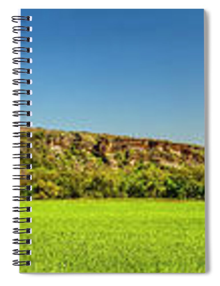 Bluffs Spiral Notebook featuring the photograph Bluffs at Sandy Creek Panorama 2016 by Greg Reed
