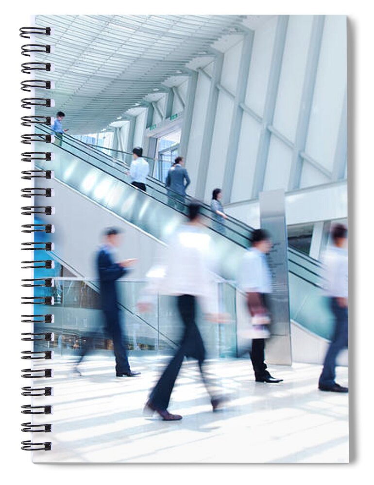 Crowd Spiral Notebook featuring the photograph Blurred Businesspeople In Motion In by Rawpixel