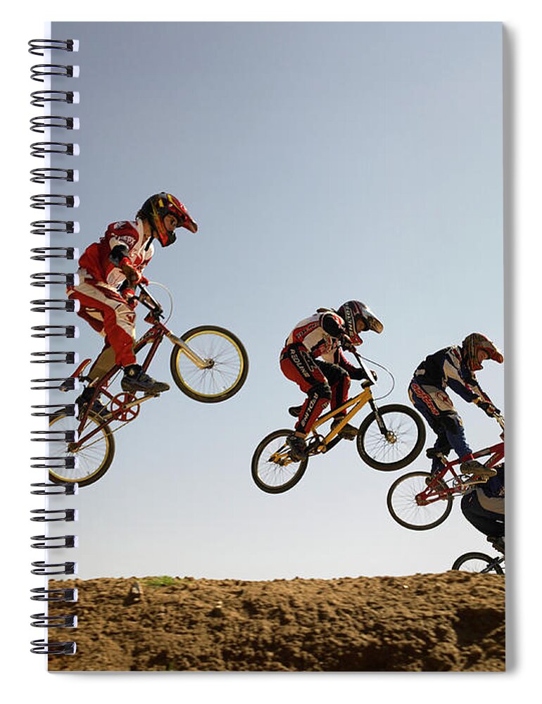 Child Spiral Notebook featuring the photograph Bmx Cyclists In Competition by Sean Justice