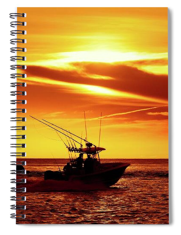 Jupiter Spiral Notebook featuring the photograph Boat Headed Out of Jupiter Inlet by Steve DaPonte