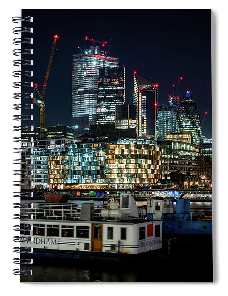 London Spiral Notebook featuring the photograph Boats in the City by Framing Places