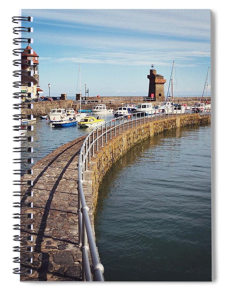 Tranquility Spiral Notebook featuring the photograph Boats Moored In Quiet Harbour Of Small by Jodie Griggs