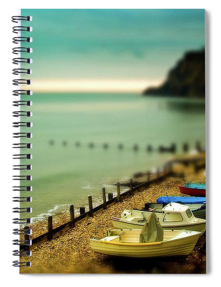 Tranquility Spiral Notebook featuring the photograph Boats On Beach by Fotozo