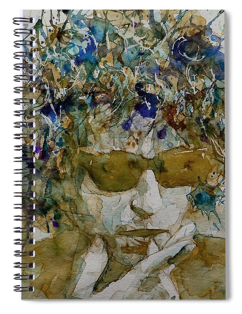 Bob Dylan Spiral Notebook featuring the painting Bob Dylan - Knocking On Heavens Door by Paul Lovering