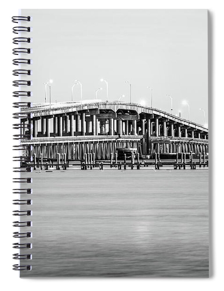 America Spiral Notebook featuring the photograph Bob Sikes Bridge Pensacola Beach Black and White Photo by Paul Velgos