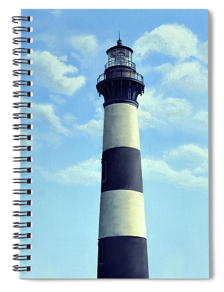 Bodie Island Lighthouse Spiral Notebook featuring the painting Bodie Island Lighthouse on the Outer Banks by Jimmie Bartlett