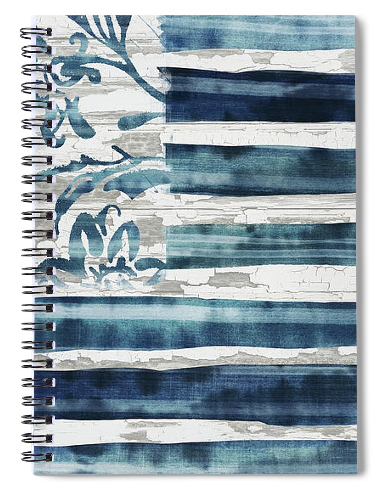 Boho Spiral Notebook featuring the painting Boho Flag Indigo by Mindy Sommers
