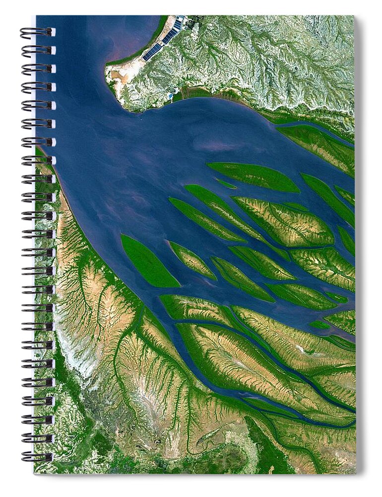 Globe Spiral Notebook featuring the painting Bombetoka Bay Madagascar nasa by Celestial Images