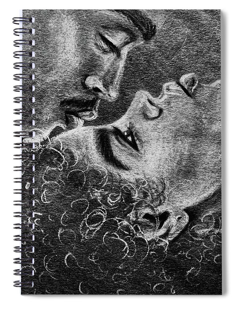 Marriage Spiral Notebook featuring the drawing Bone of my Bone by Artist RiA