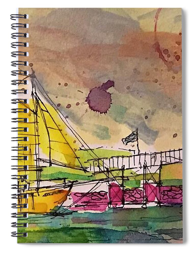 Boothbay Spiral Notebook featuring the painting Boothbay 4 by Jason Nicholas