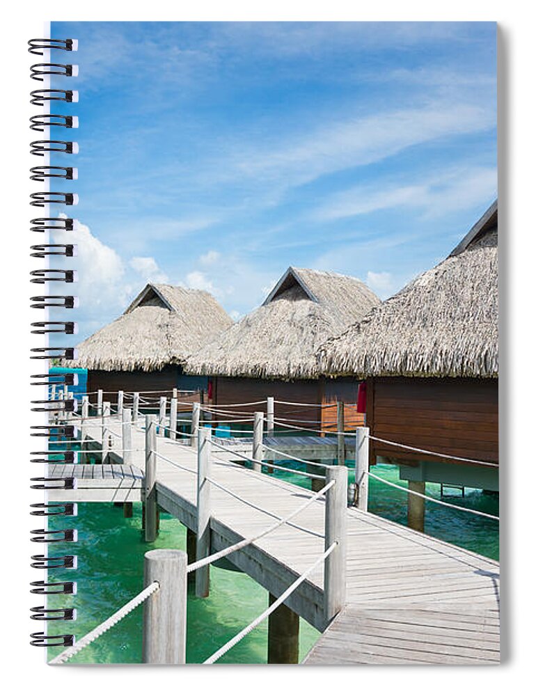 Bora Bora Spiral Notebook featuring the photograph Bora-bora Island Stilt Huts Luxury by Mlenny
