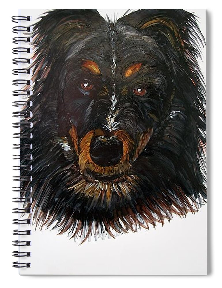 Border Spiral Notebook featuring the drawing Border Collie Cross by Sharon Duguay