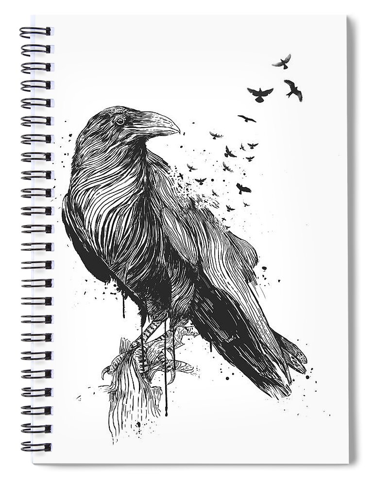Bird Spiral Notebook featuring the drawing Born to be free by Balazs Solti