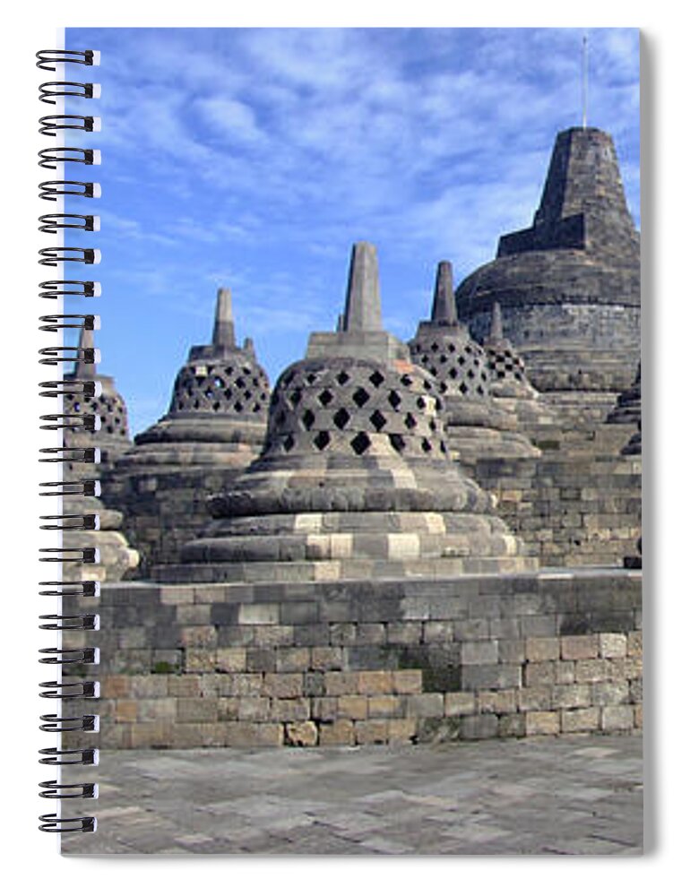 Panoramic Spiral Notebook featuring the photograph Borobudur Temple In Panorama by Pandu Adnyana