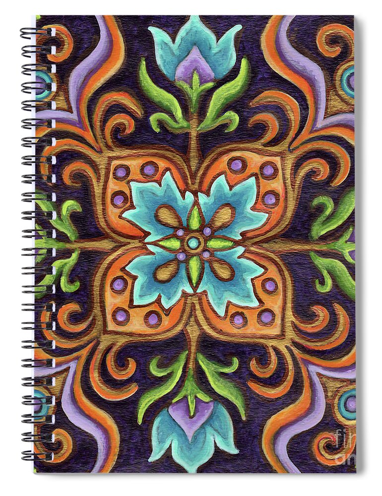 Ornamental Spiral Notebook featuring the painting Botanical Mandala 12 by Amy E Fraser