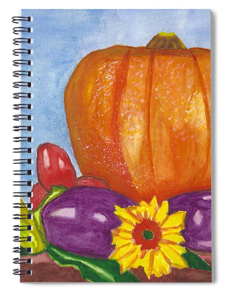 Pumpkin Spiral Notebook featuring the mixed media Bountiful Harvest by Ali Baucom