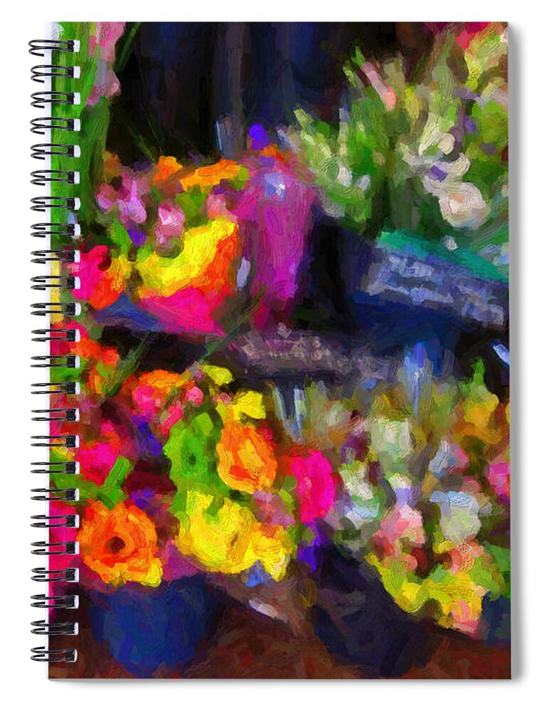 Flowers Spiral Notebook featuring the digital art Bouquets by David Zimmerman