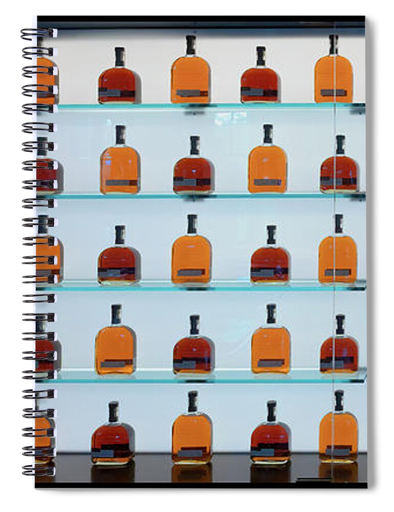 Woodford Reserve Spiral Notebook featuring the photograph Bourbon Bottles by Susan Rissi Tregoning