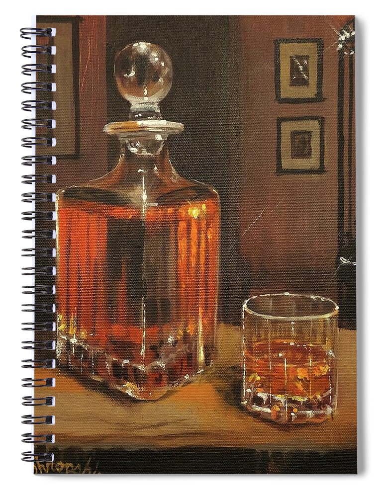 Bourbon Spiral Notebook featuring the painting Bourbon Break by Tom Shropshire