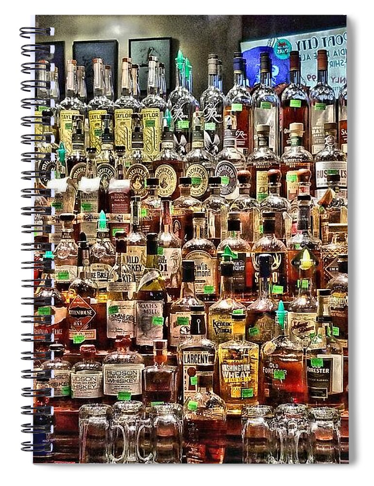 Bar Spiral Notebook featuring the photograph Bourbons Whiskeys Oh My by Kathy Strauss