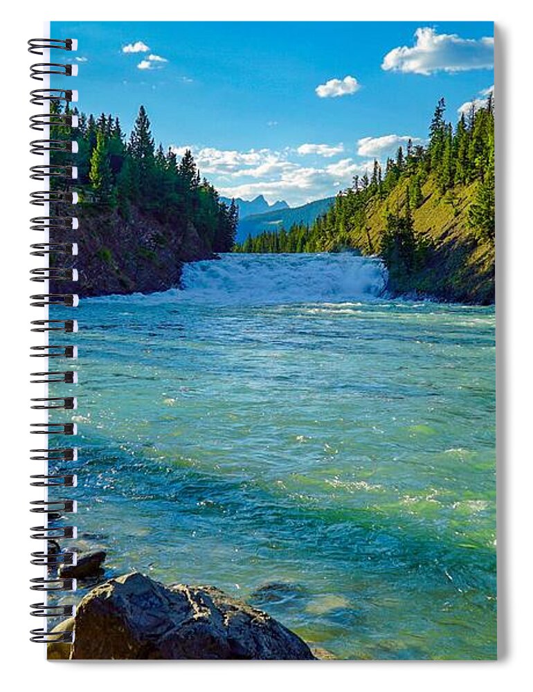 Mountain Spiral Notebook featuring the photograph Bow River in Banff by Susan Rydberg