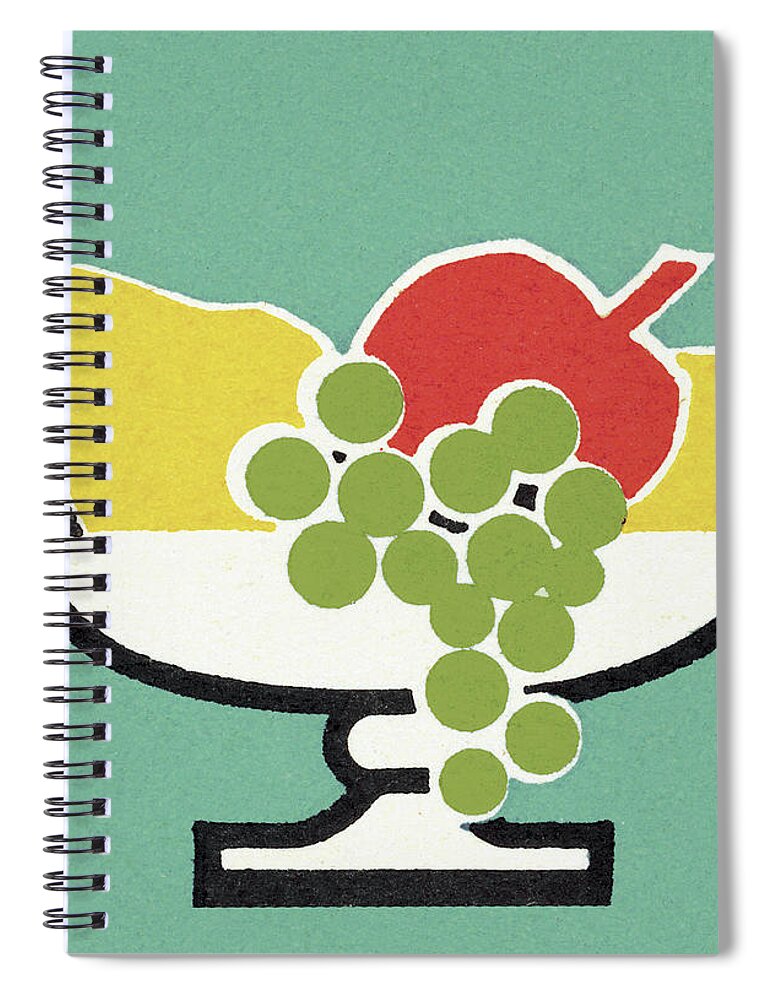 Apple Spiral Notebook featuring the drawing Bowl of Fruit by CSA Images