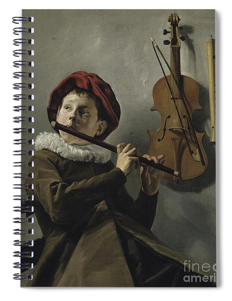 17th Century Spiral Notebook featuring the painting Boy Playing The Flute, C.1630 by Judith Leyster